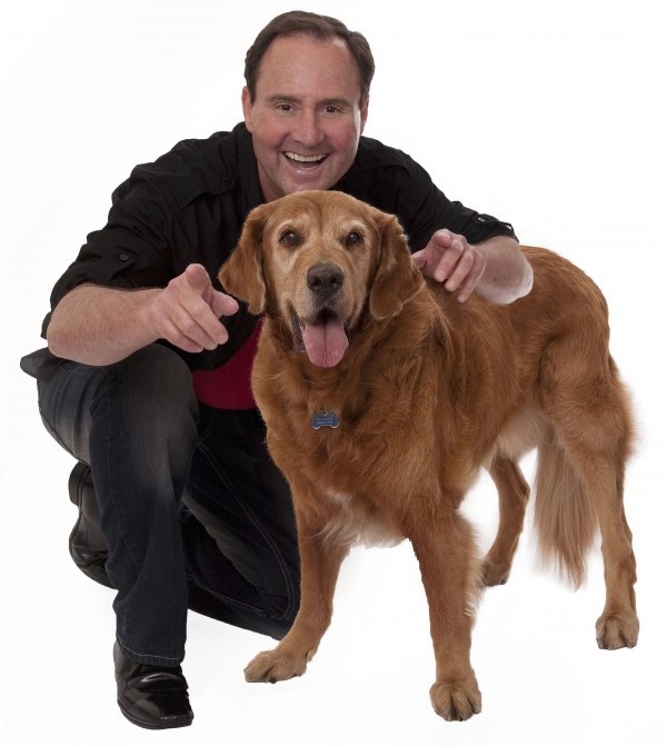 Filmmaker Larry Kay with Higgins, the Golden Retriever who changed Larry's life. (Photo courtesy of Larry Kay)