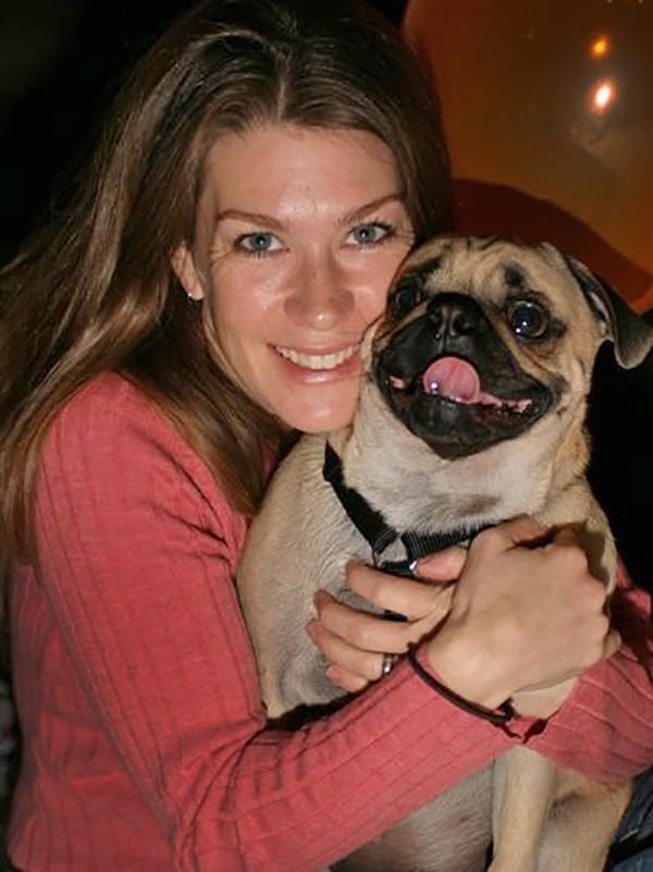 An 18-month-old Gizmo and I at a doggie birthday party. I’ll remember the event as the day Gizzy learned how to mark in the house, a lovely habit I was never able to train out of him. (Photo courtesy Lisa Plummer Savas)