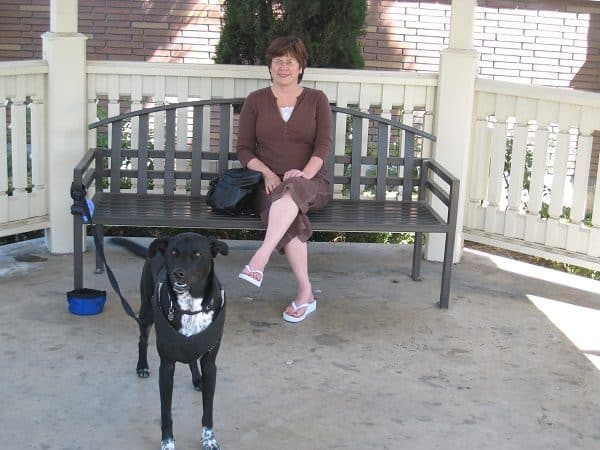 Riggins and his Grandma hang out in front of the hospital where Riggins' human cousin was born. (Picture by Wendy Newell)