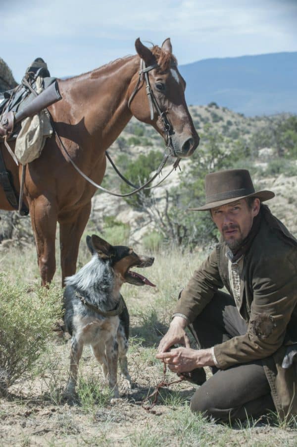 Jumpy and Ethan Hawke on set (Photo courtesy Focus World)