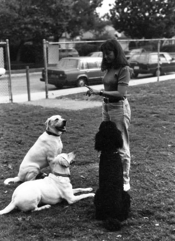 Me working with dogs in 1990. I'll continue training this way, forever! No drone training for me.