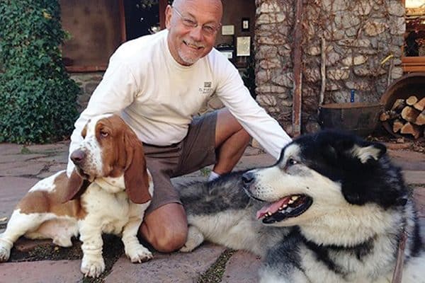 El Portal owner Steve Segner and canine friends. 