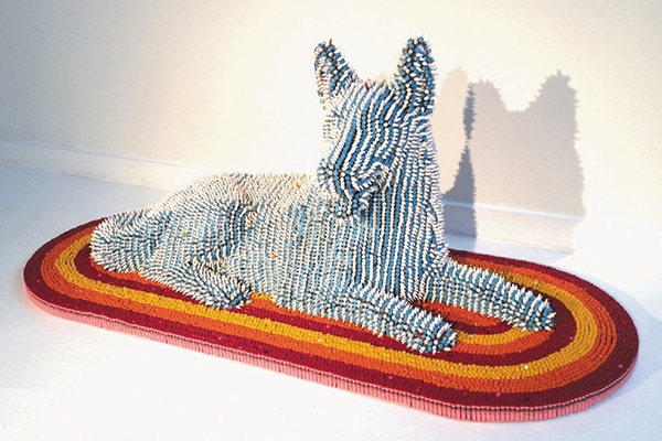 come see herb williams dog art made out of crayons