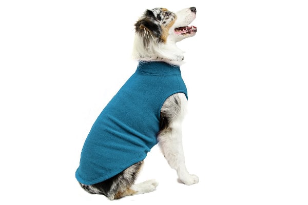 Fleece dog coat.