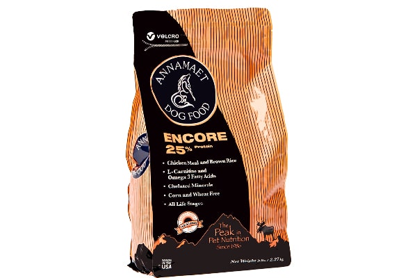 Encore Forumla – Dogs, Annamaet Pet Foods (prices vary by retailer). annamaet.com http://www.annamaet.com/products/Encore_Formula