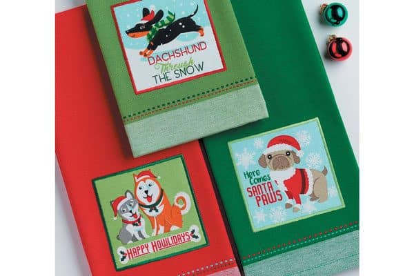 Dog-Themed Holiday Tea Towels by Design Imports.