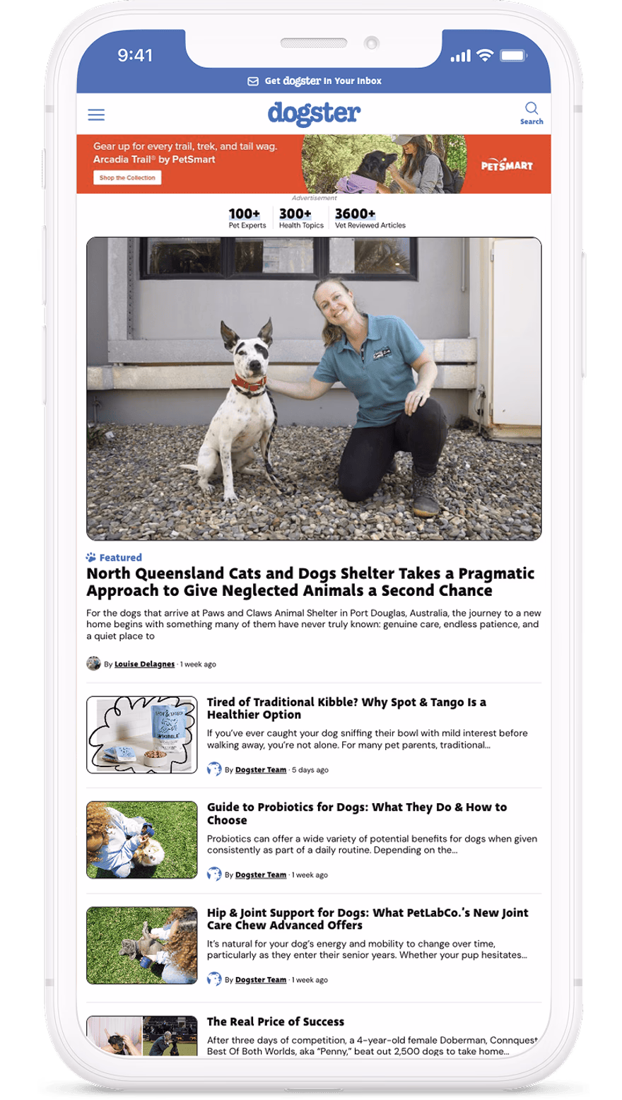 The Dogster app on a phone