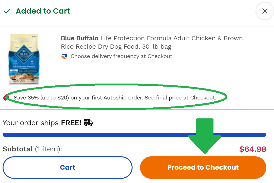 Chewy checkout screen
