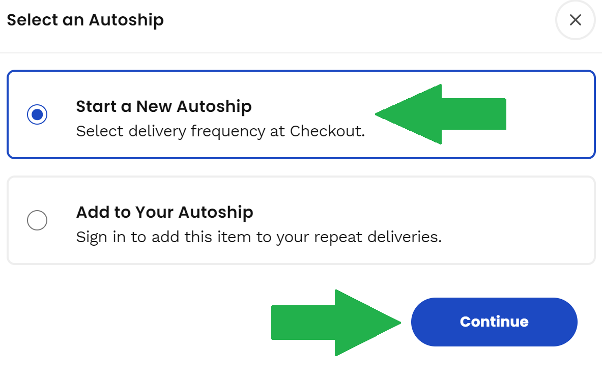 Chewy start a new autoship screen