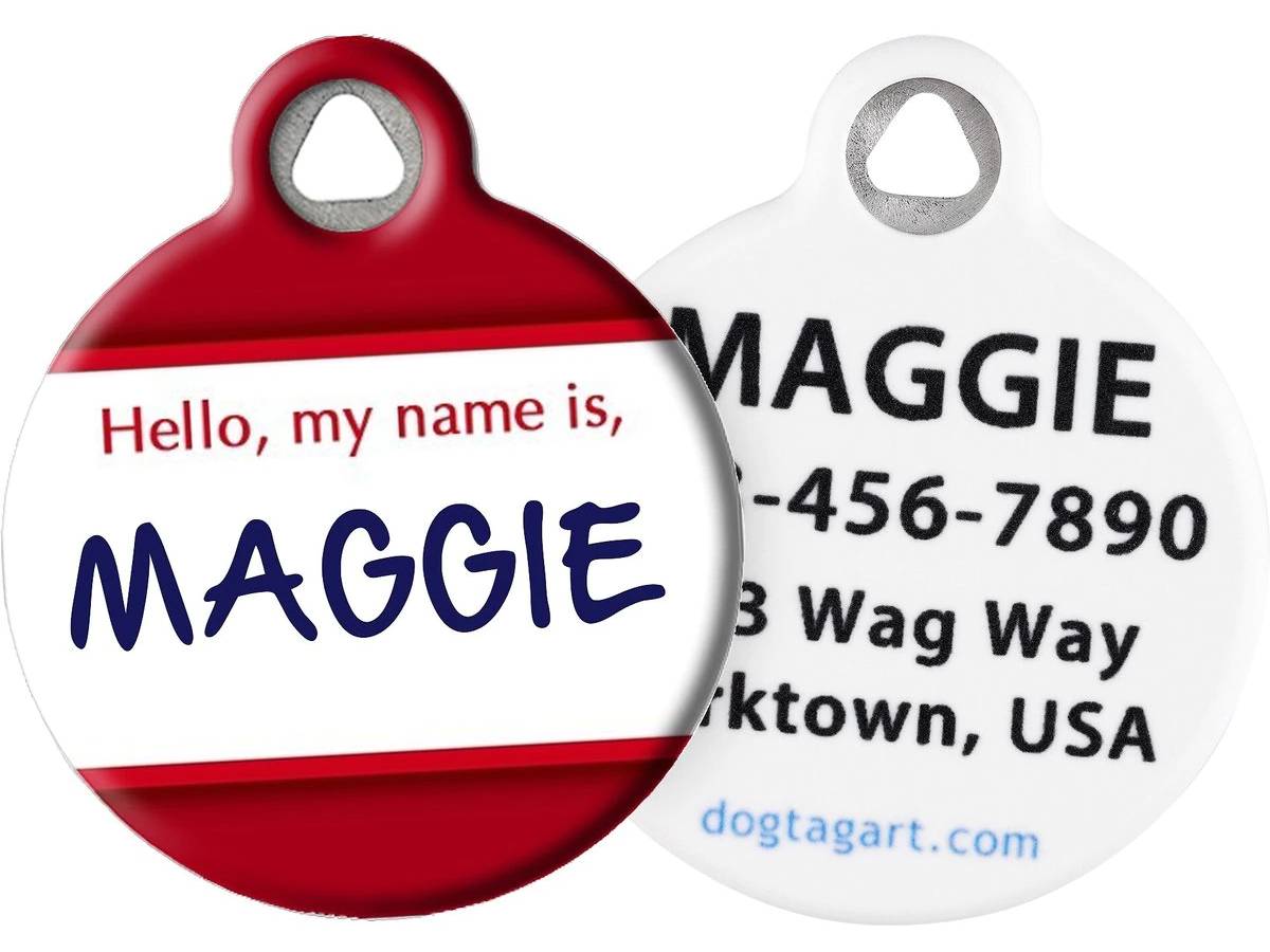 Dog Tag Art Hello, My Name Is Dog ID Tag