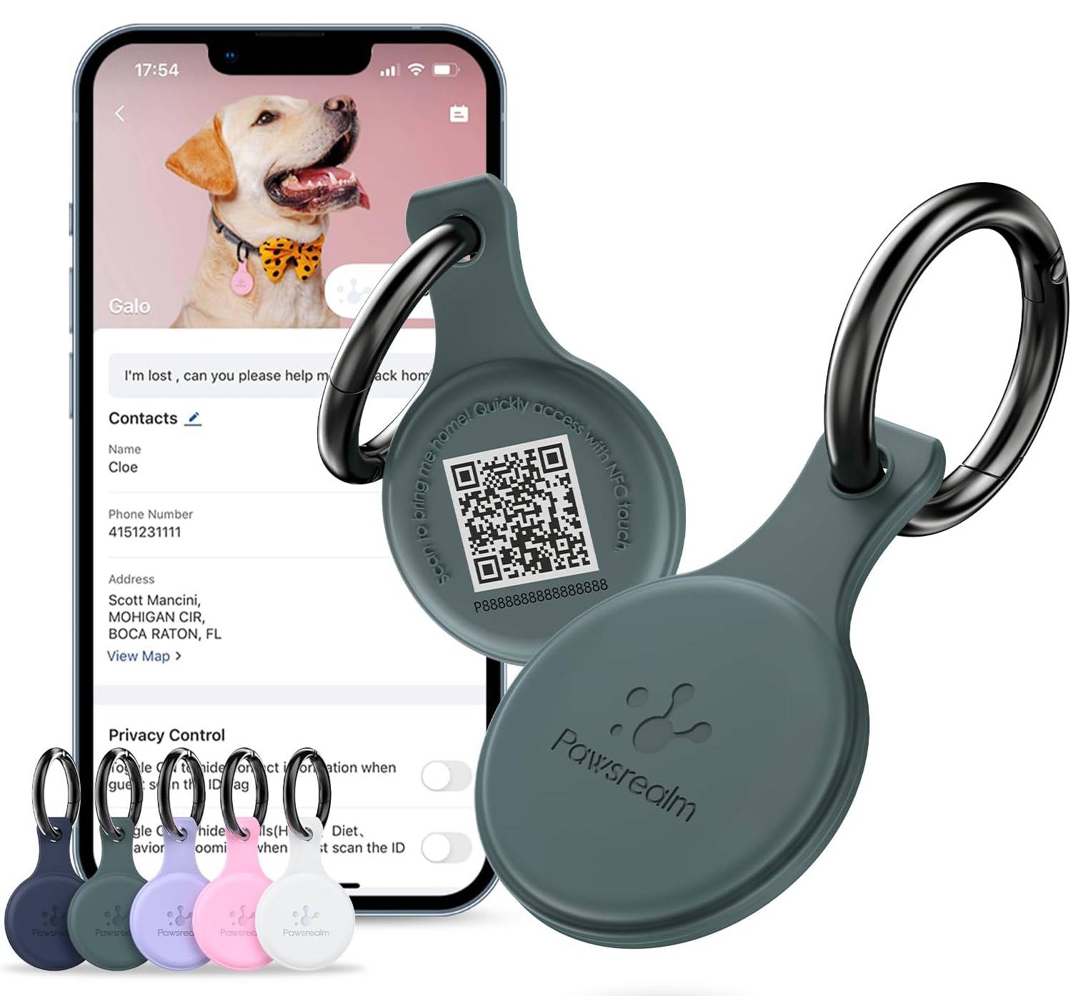 PawsRealm NFC & QR Code Pet ID Tag