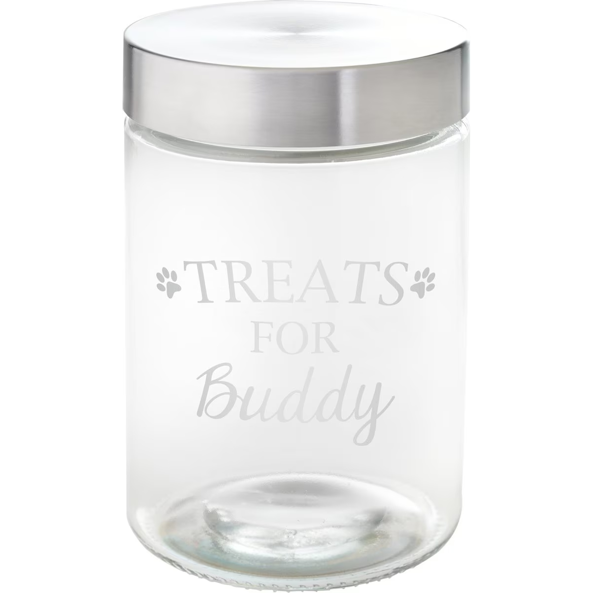 Frisco Paw Print Glass Personalized Treat Jar with Lid