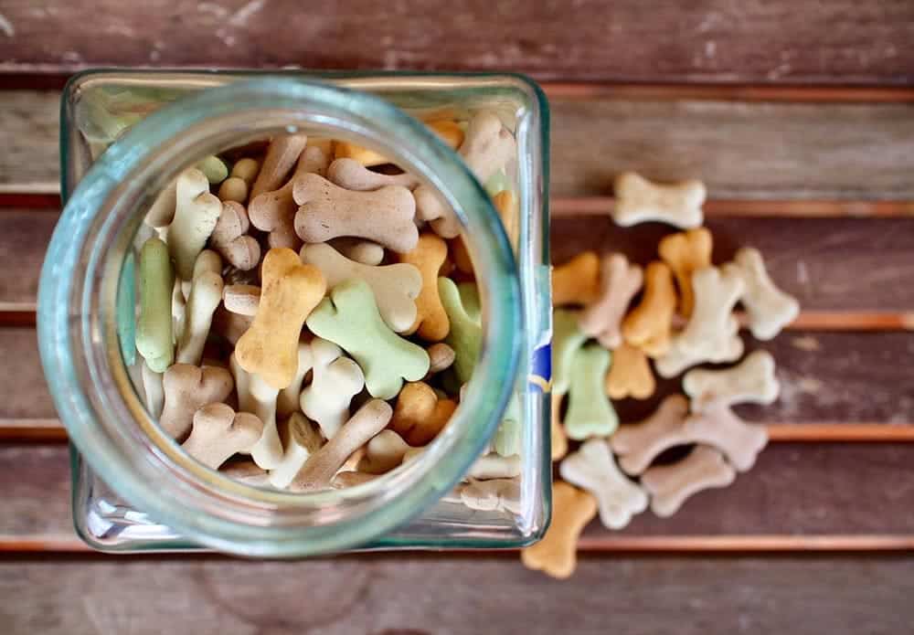 dog treats in a glass container