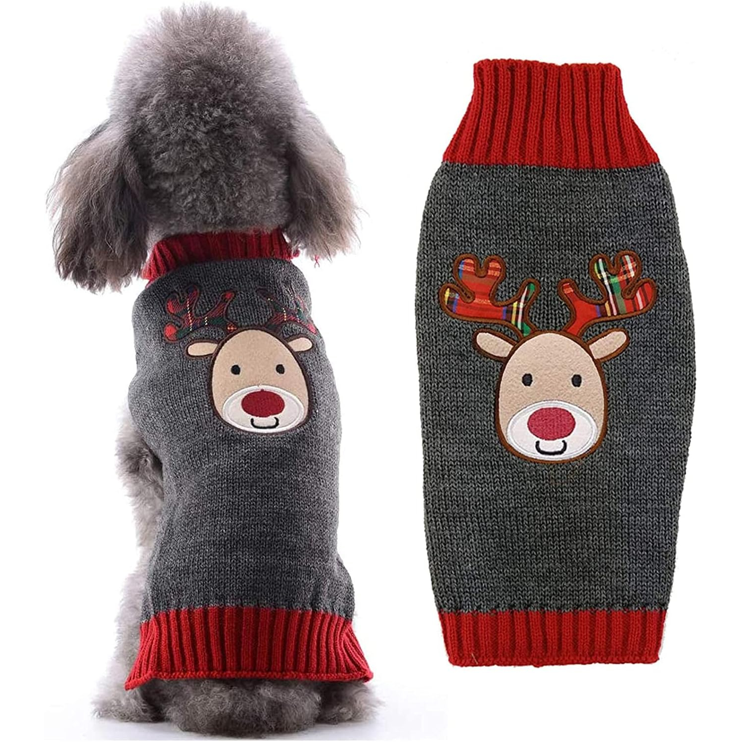 Dog Christmas Cute Gray Reindeer Sweater
