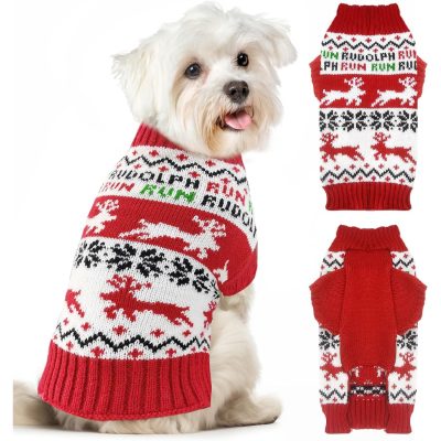 Dog Christmas Red Reindeer Sweater