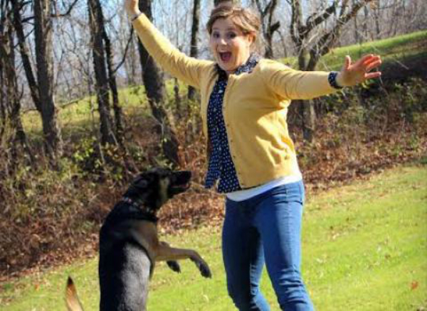 White and her loyal rescue dog Smokey.