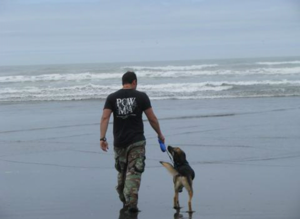 Smokey takes a walk with his hero.