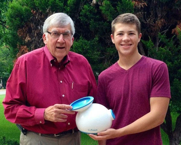 Denny and Grant Hamill with their invention. (Photo courtesy Hamill family)