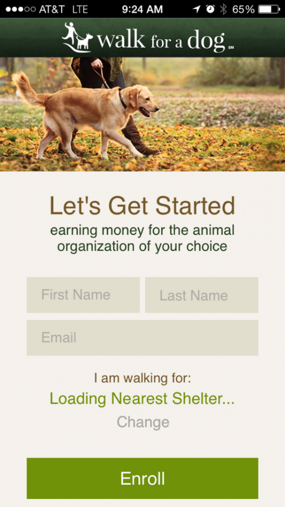 Once you've downloaded the Walk for a Dog app, getting started is quick and easy.