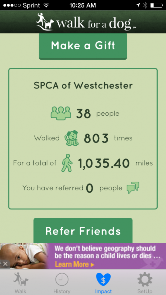 Creating a profile allows you to go for endless walks and to view the impact you're having on the local animal welfare community.