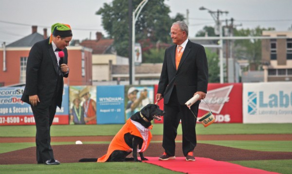 Babe got the red carpet treatment for her retirement game (Photo courtesy Greensboro Grasshoppers)