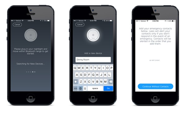 Leeo Smart Alert set up screens