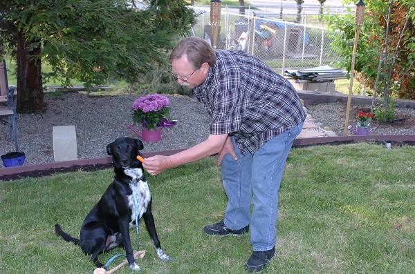 Riggins perfect execution of "leave it " with his grandpa! (Photo by Wendy Newell)
