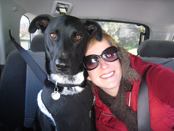 Rare road trip where Riggins and I where both in the back seat together. (Photo by Wendy Newell)