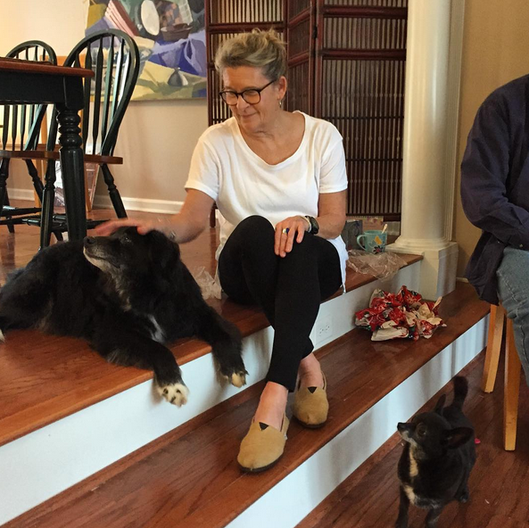 My mom hanging out with Hobo Richard and Lupe on Christmas morning. (Photo by Winnie Titchener)