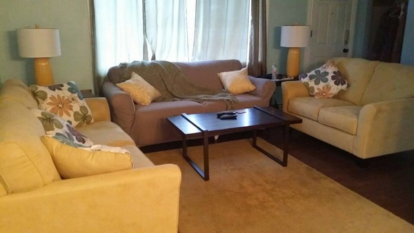 My first slipcover attempt. No matter what I did, it always came untucked.
