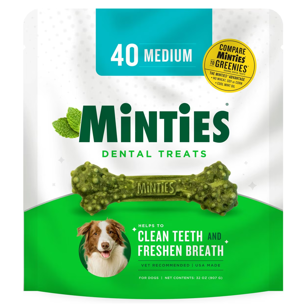 Minties Medium Mint-Flavored Dental Dog Treats