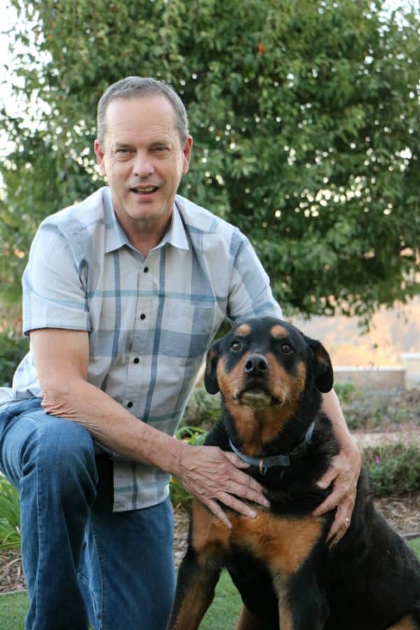 Dr. Beardsley and his Rottweiler, Cooper, who has also been treated with LTCI for his osteoarthritis. (Photo courtesy Dr. Beardsley)