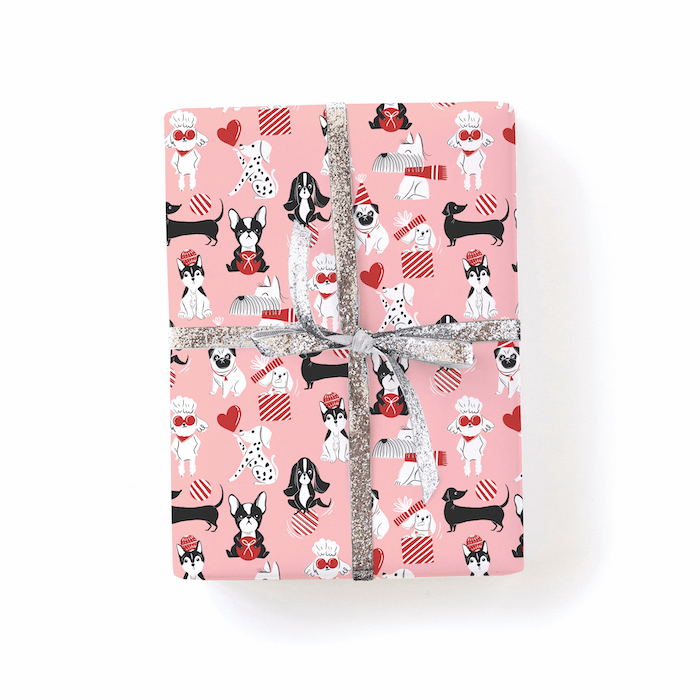 dog holiday cards, dog wrapping paper