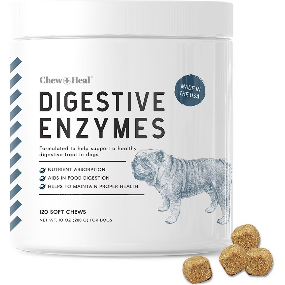 Chew + Heal Digestive Enzymes & Probiotics Supplement for Dogs 