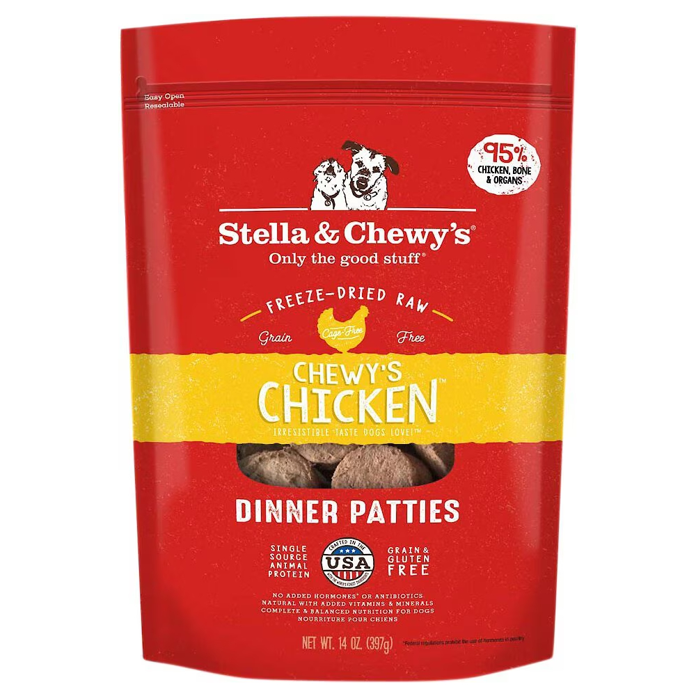 Stella & Chewy_s Chewy_s Chicken Dinner Patties Freeze-Dried Raw Dog Food New