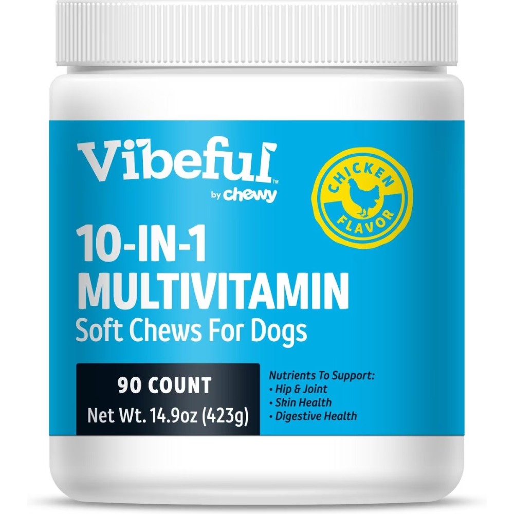 Vibeful 10-in-1 Multivitamin Bites Chicken Flavored Soft Chews for Dogs