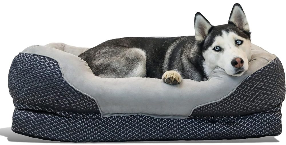 BarksBar Snuggly Sleeper Large Gray Diamond Orthopedic Dog Bed