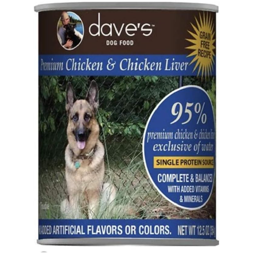 Dave's Pet Food 95% Premium Meat Grain Free Chicken & Chicken Liver Dog Food 