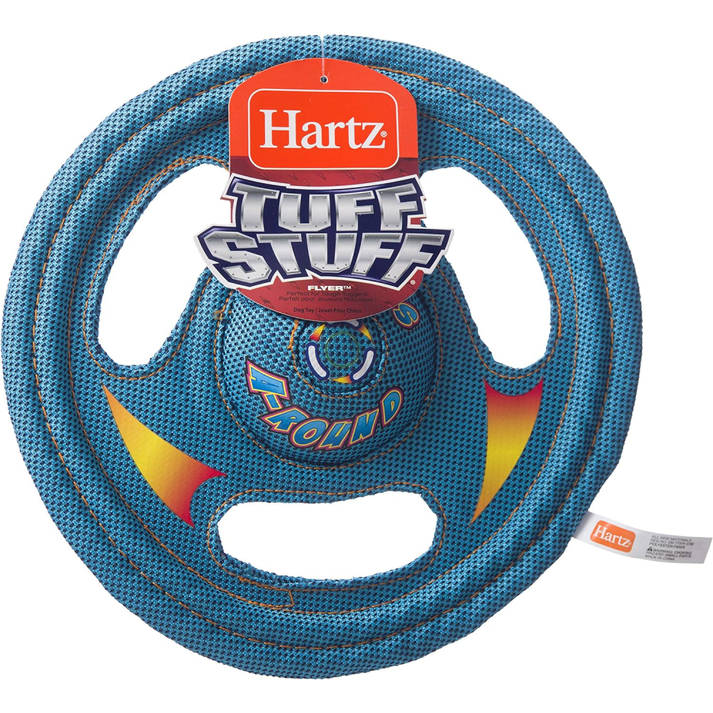Hartz Tuff Stuff Toss Around Plush Frisbee Flyer Dog Toy 