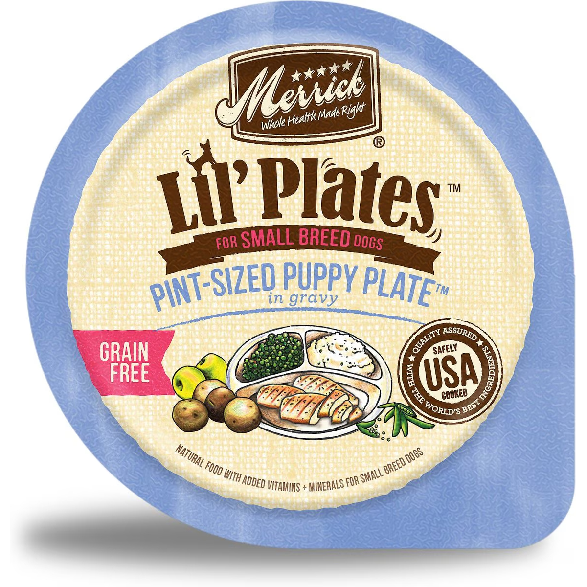 Merrick Lil' Plates Grain-Free Small Breed Wet Dog Food Pint-Sized Puppy Plate 