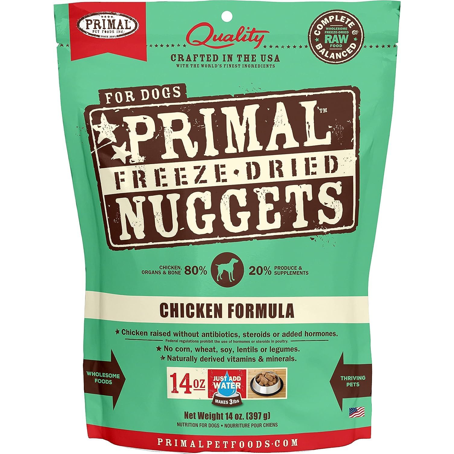 Primal Chicken Formula Nuggets Grain-Free Raw Freeze-Dried Dog Food