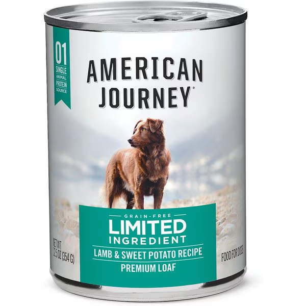 American Journey Limited Ingredient Diet Premium Loaf Lamb & Sweet Potato Recipe Grain-Free Canned Dog Food 