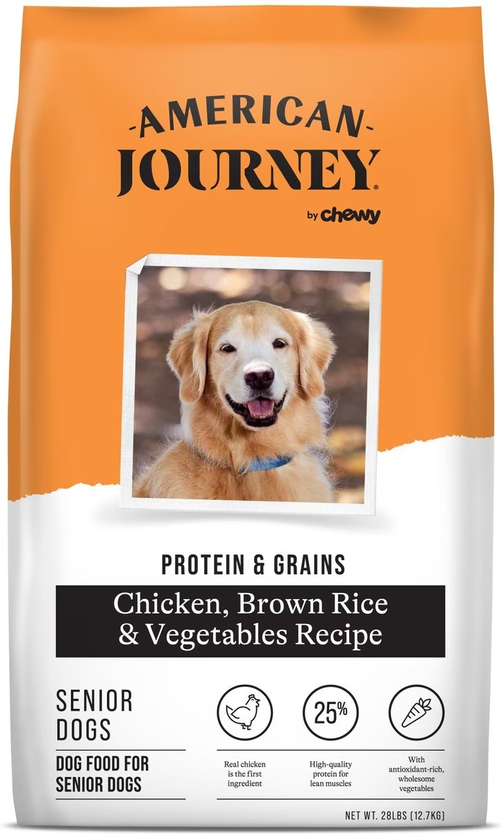 American Journey Protein & Grains Senior Chicken, Brown Rice & Vegetables Recipe Dry Dog Food