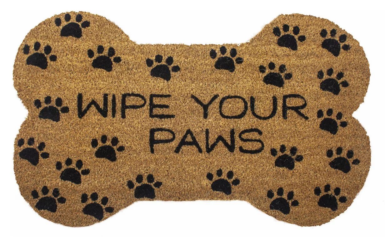 Entryways “Wipe Your Paws” Bone Shape Doormat