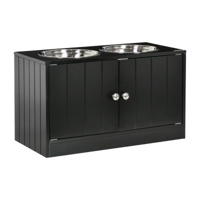 PawHut Large Elevated Dog Bowls with Storage Cabinet
