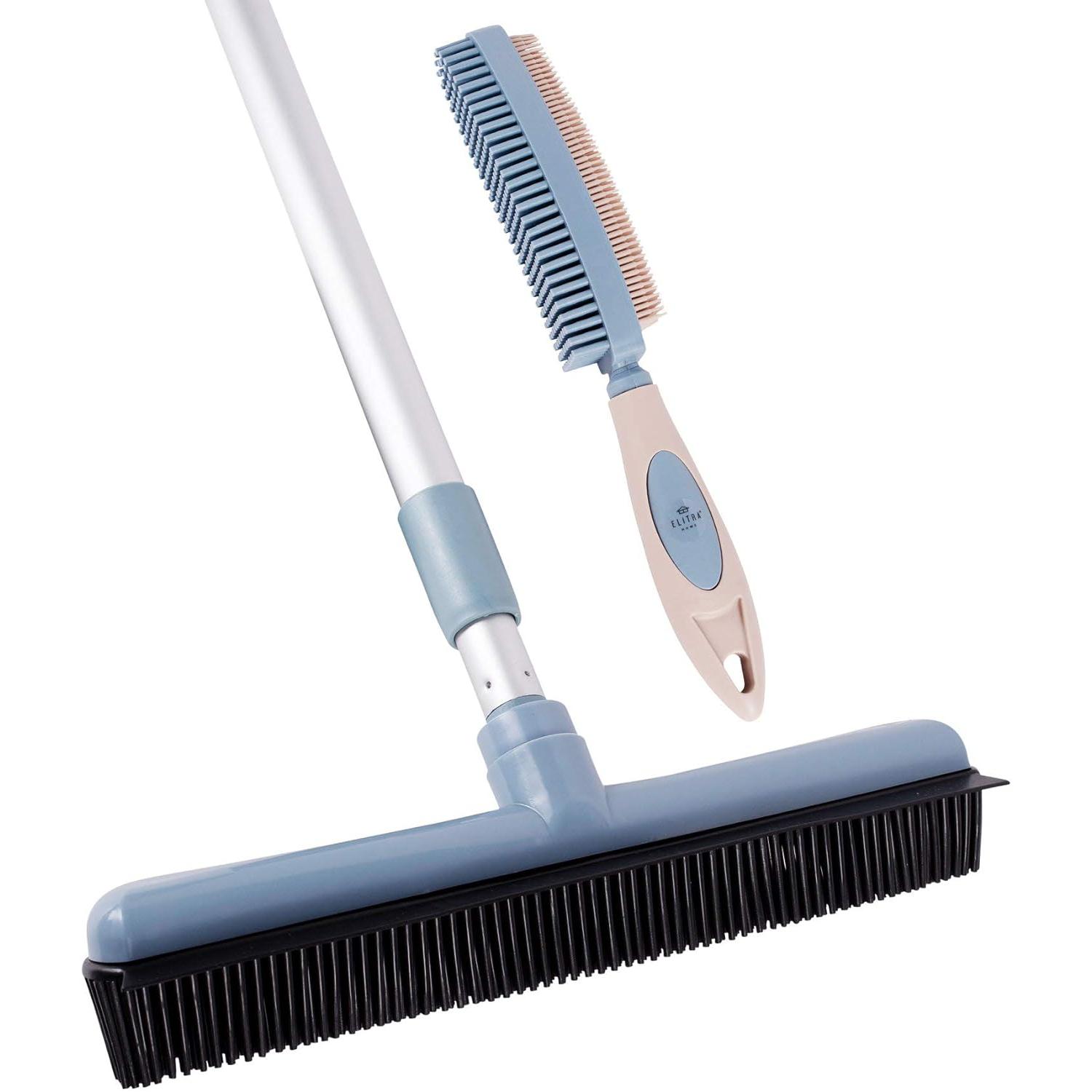 Pet Hair Removal Rubber Broom with Built in Window Shower Squeegee