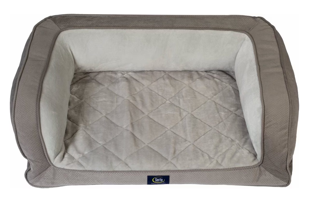 Serta Quilted Orthopedic Bolster Dog Bed with Removable Dog Bed