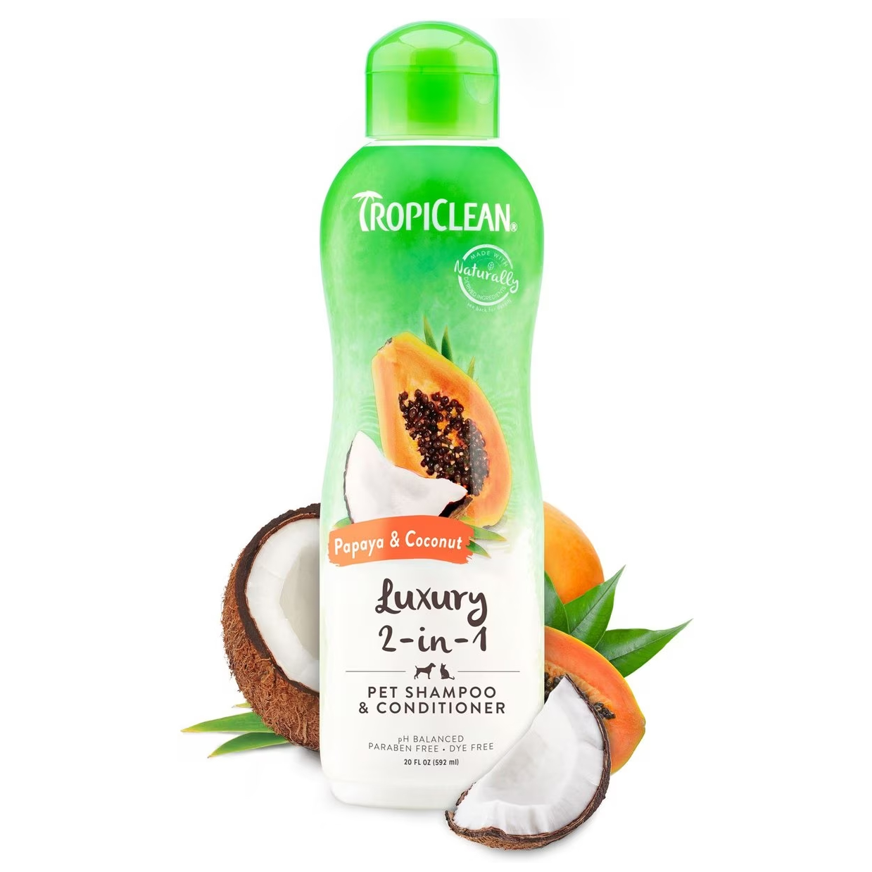 TropiClean Luxury 2-in-1 Papaya & Coconut Pet Shampoo & Conditioner