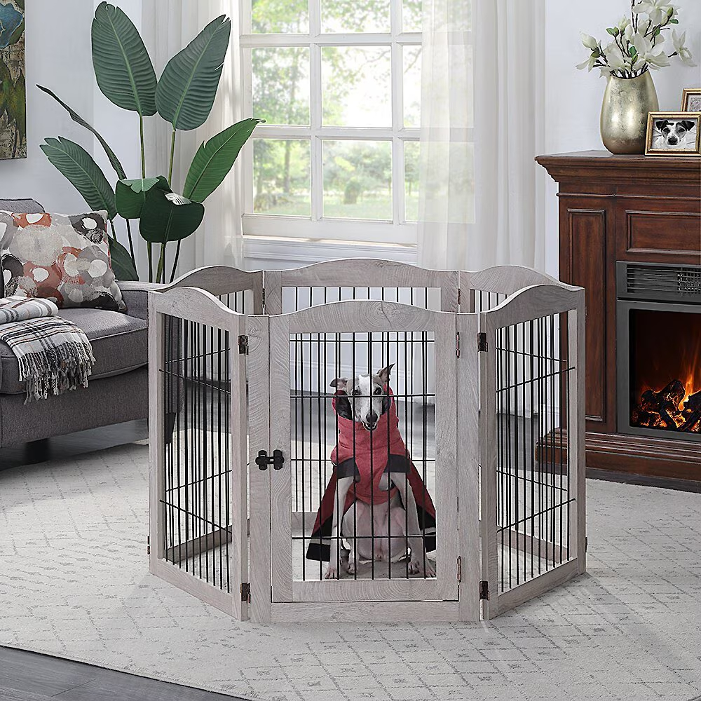 Unipaws 6 Panel Wire Dog Playpen Freestanding Pet Gate