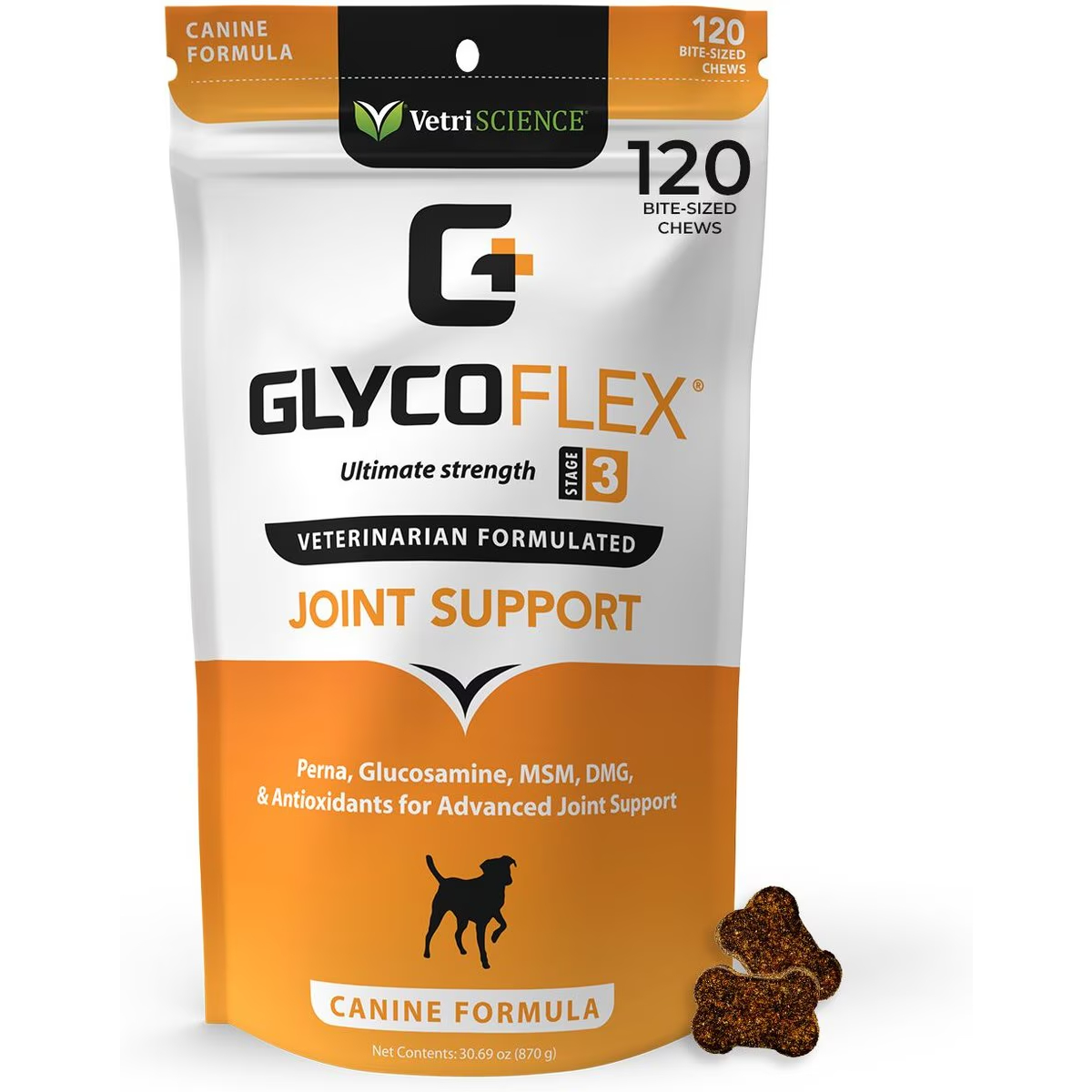 VetriScience GlycoFlex 3 Hip & Joint Care Advanced Strength With Glucosamine & MSM Chicken Flavored Joint Supplement Chew